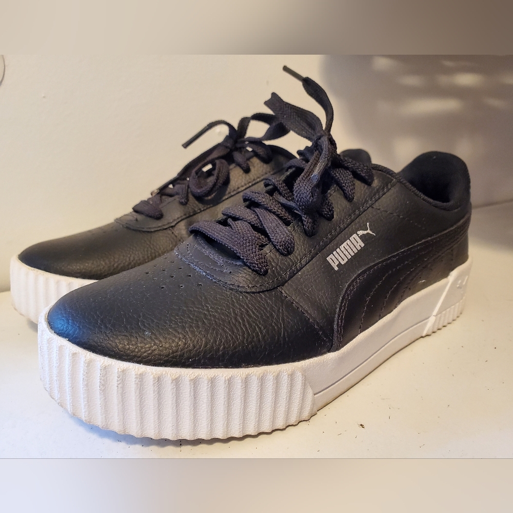 PUMA Carina Black Sneakers with White Soles